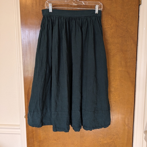 Linennaive Dresses & Skirts - Linennaive Teal Green Linen Midi Full Skirt